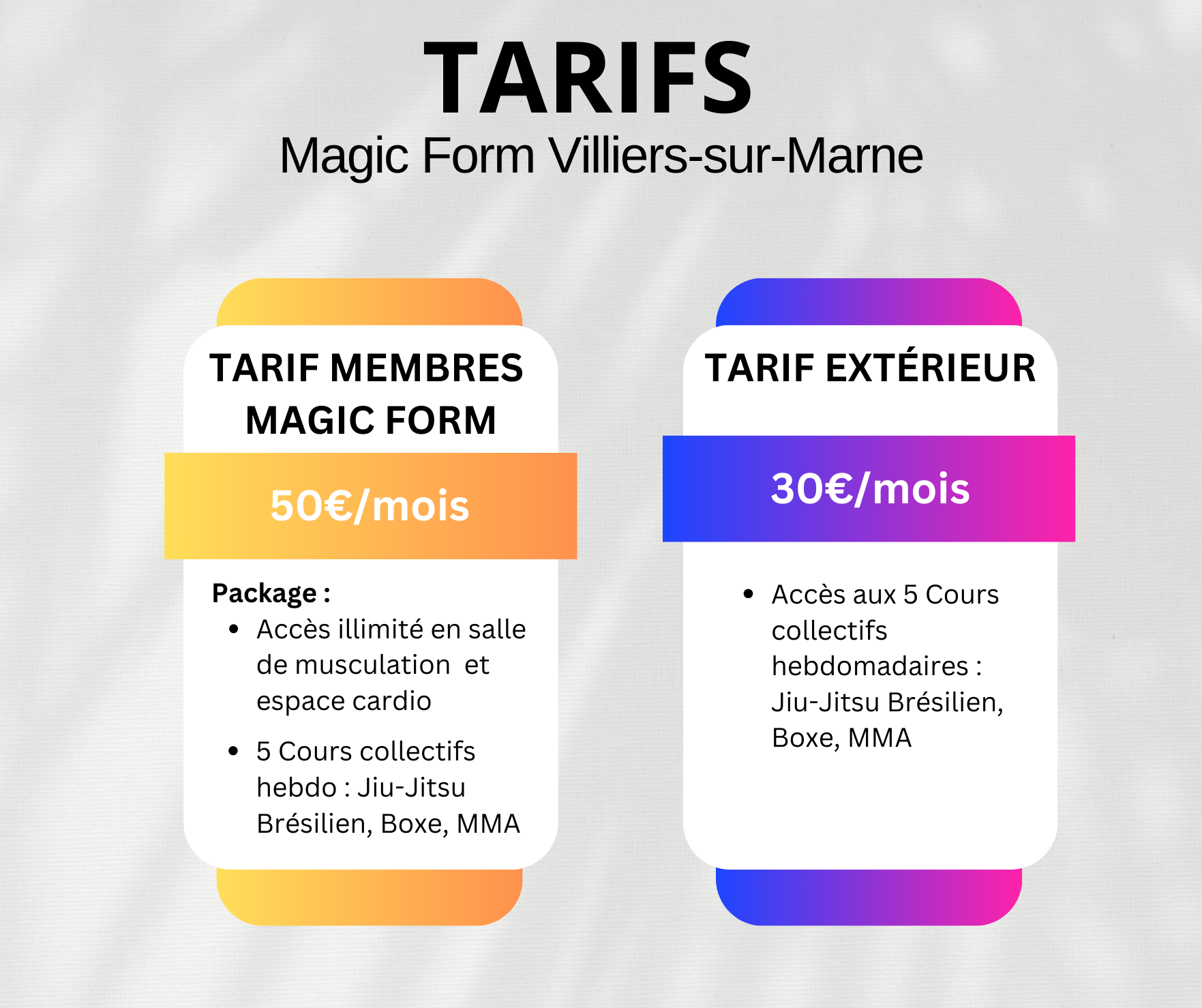 Villiers tarifs